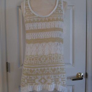Flying Tomato | Fancy Knit Racerback Tan and White Tank | L | New